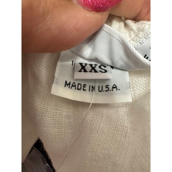 Bryn Walker Cinzia Light Linen Elastic Waist High-Low Hem A-Line Skirt XXS White - Picture 7 of 11